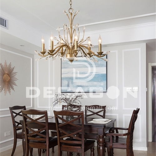 American chandelier living room dining room light creative personality simple bedroom light French luxury crystal light-WX-D9170